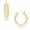 Thumbnail Image 0 of Cultured Freshwater Pearl Beaded Hoop Earrings in 14K Gold