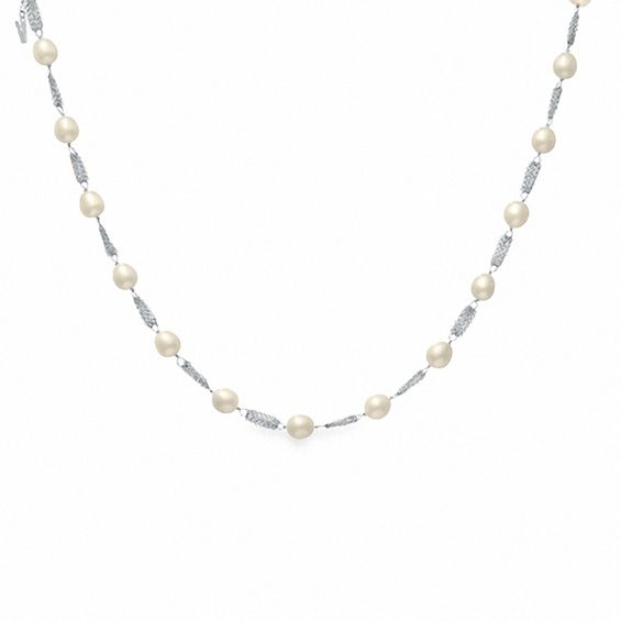 Freshwater Cultured Pearl Strand Necklace in Sterling Silver