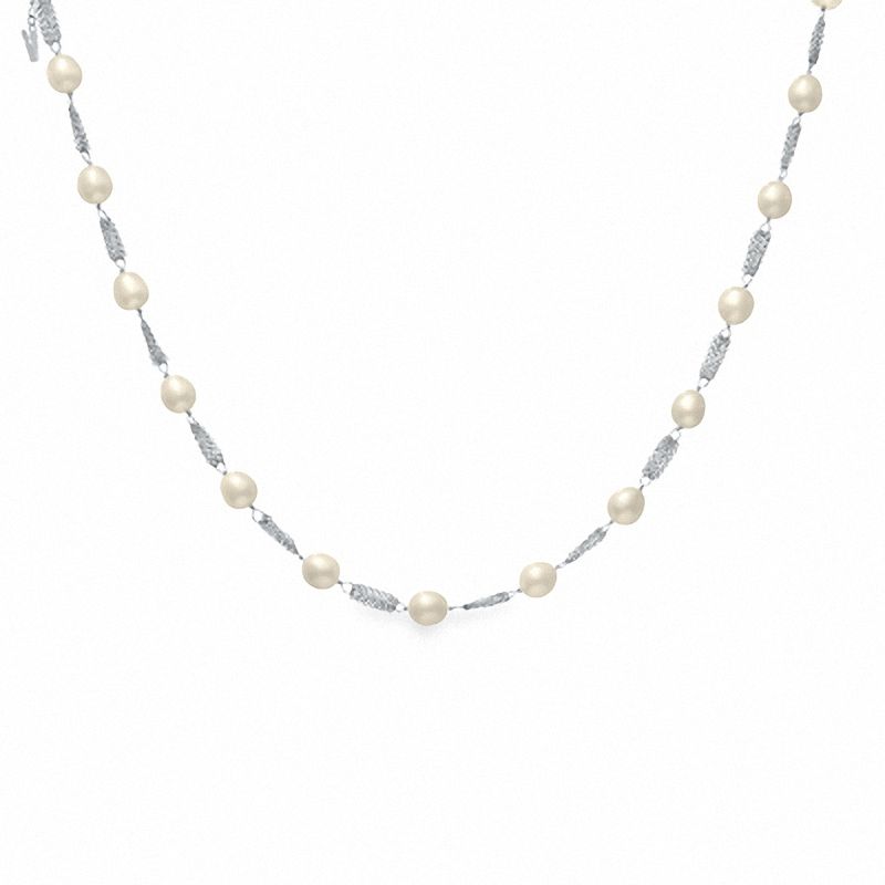 Main Image 1 of Freshwater Cultured Pearl Strand Necklace in Sterling Silver