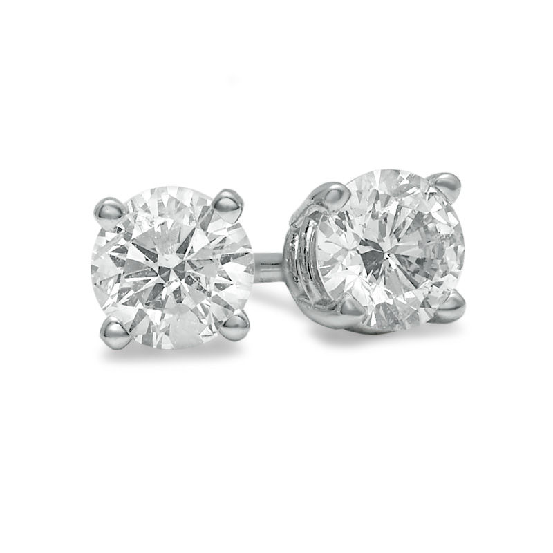 Diamond Solitaire Earrings 2 ct tw Round 14K White Gold (I2/I) | Jared