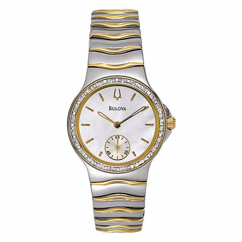 Main Image 1 of Ladies' Bulova Diamond Accent Two-Tone Watch with Mother-of-Pearl Dial (Model: 98W12)