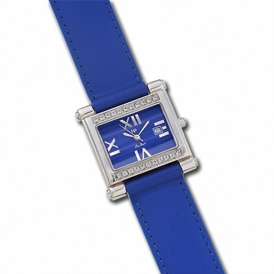 Ladies' Lucien Piccard Square Watch with Custom Leather Strap (Model: 26388Bl)