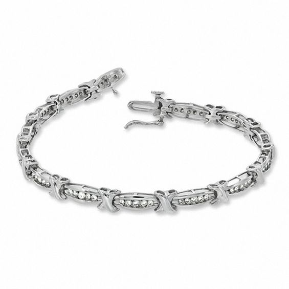 1 CT. T.w. Diamond Channel "X" Bracelet in 10K White Gold