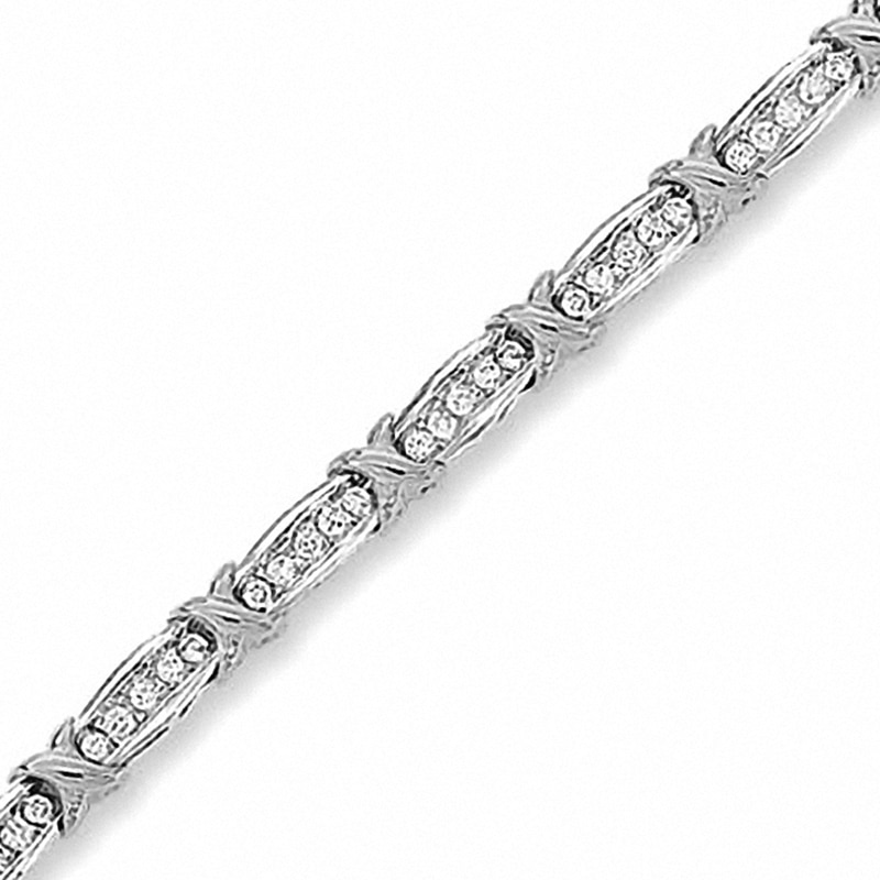 Main Image 1 of 2 CT. T.W. Diamond Fashion "X" Bracelet in 10K White Gold