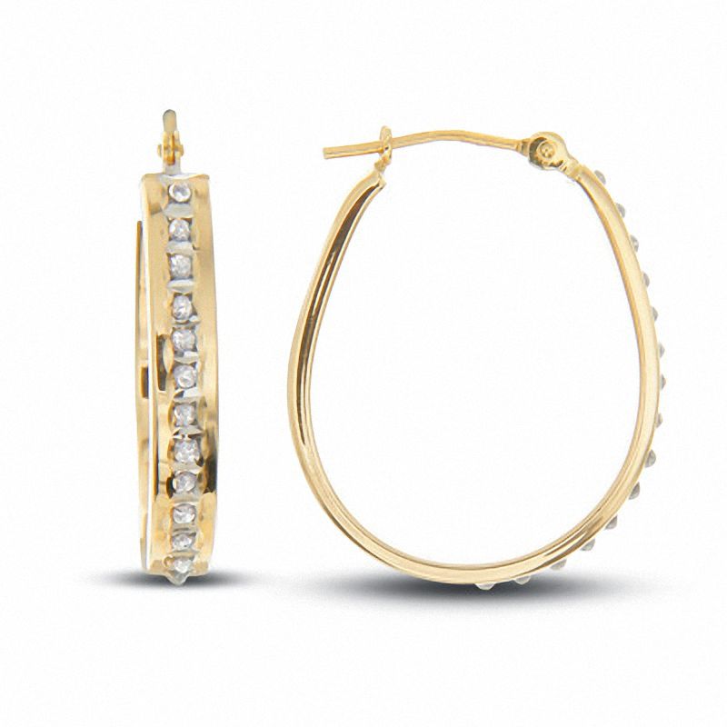 Main Image 1 of Diamond Fascination™ 14K Gold Large U-Hoop Earrings