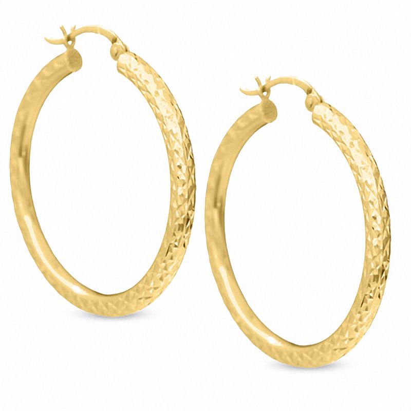 Main Image 1 of 14K Gold 3mm Large Hoop Earrings