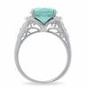 Thumbnail Image 4 of Simulated Aquamarine Ring in Sterling Silver with Diamond Accents