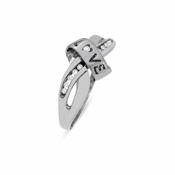 Diamond Accent "Love" Knot Ring in 10K White Gold