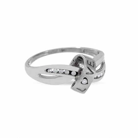 Diamond Accent "Love" Knot Ring in 10K White Gold