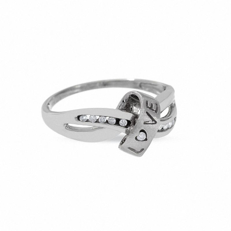 Main Image 3 of Diamond Accent "Love" Knot Ring in 10K White Gold