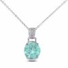 Thumbnail Image 1 of Simulated Aquamarine Pendant in Sterling Silver with Diamond Accents