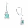 Thumbnail Image 1 of Simulated Aquamarine Earrings in Sterling Silver with Diamond Accents