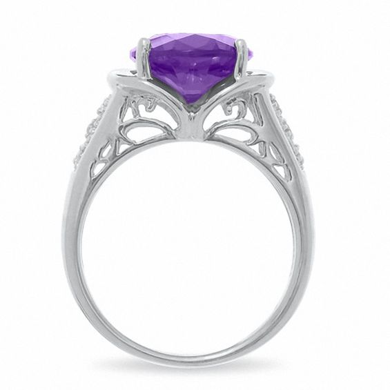 Simulated Alexandrite Ring in Sterling Silver with Diamond Accents