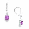 Thumbnail Image 0 of Simulated Alexandrite Earrings in Sterling Silver with Diamond Accents
