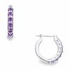 Thumbnail Image 1 of Simulated Alexandrite Hoop Earrings in Sterling Silver