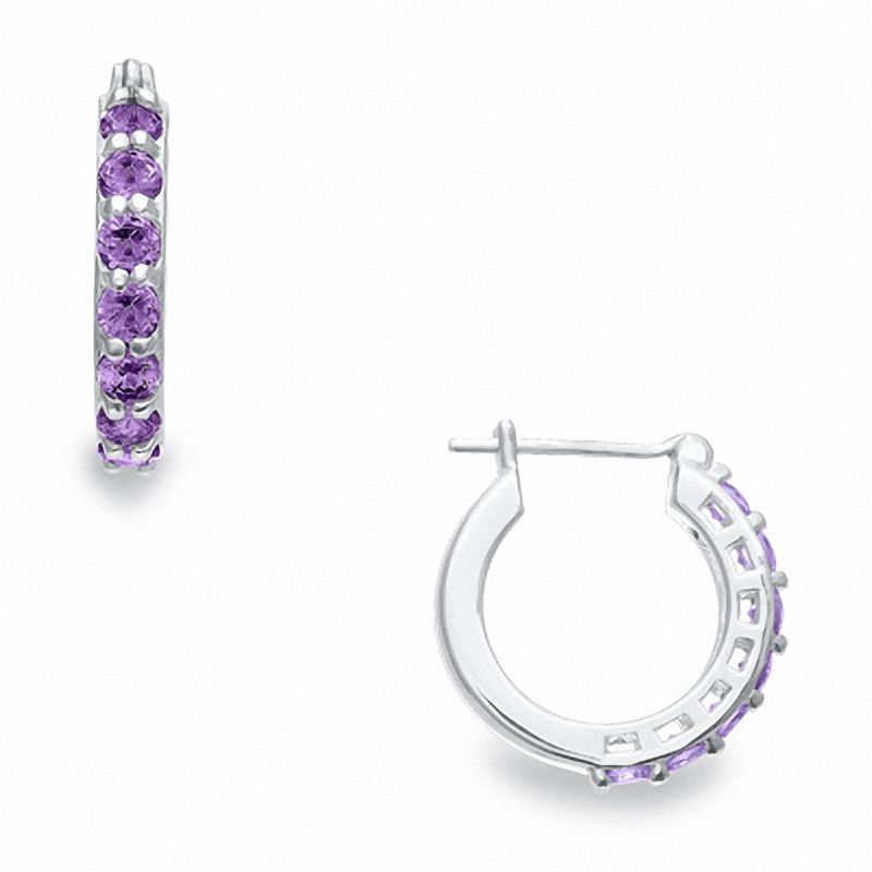 Simulated Alexandrite Hoop Earrings in Sterling Silver