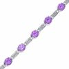 Thumbnail Image 1 of Simulated Alexandrite and Diamond Station Bracelet in Sterling Silver