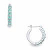 Thumbnail Image 1 of Simulated Aquamarine Hoop Earrings in Sterling Silver