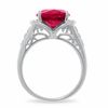 Thumbnail Image 4 of Lab-Created Ruby Ring in Sterling Silver with Diamond Accents