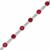 Thumbnail Image 1 of Lab-Created Ruby and Diamond Station Bracelet in Sterling Silver