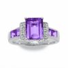 Thumbnail Image 2 of Amethyst Ring in Sterling Silver with Diamond Accents