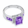 Thumbnail Image 3 of Amethyst Ring in Sterling Silver with Diamond Accents