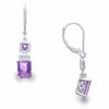 Thumbnail Image 0 of Emerald-Cut Amethyst and Diamond Earrings in Sterling Silver