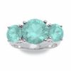 Thumbnail Image 1 of Simulated Aquamarine Three Stone Ring in Sterling Silver
