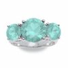 Thumbnail Image 2 of Simulated Aquamarine Three Stone Ring in Sterling Silver