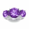 Thumbnail Image 2 of Simulated Alexandrite Three Stone Ring in Sterling Silver