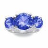 Simulated Tanzanite Three Stone Ring in Sterling Silver