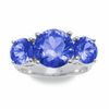 Thumbnail Image 2 of Simulated Tanzanite Three Stone Ring in Sterling Silver