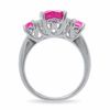 Thumbnail Image 4 of Lab-Created Pink Sapphire Three Stone Ring in Sterling Silver