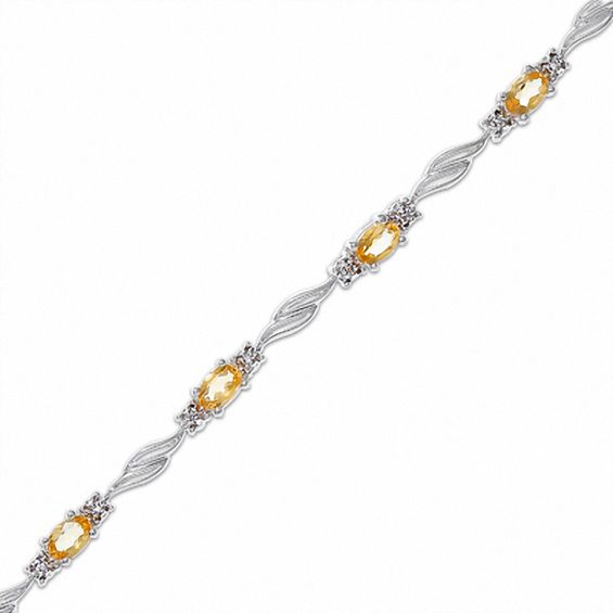 Citrine and Diamond Bracelet in Sterling Silver