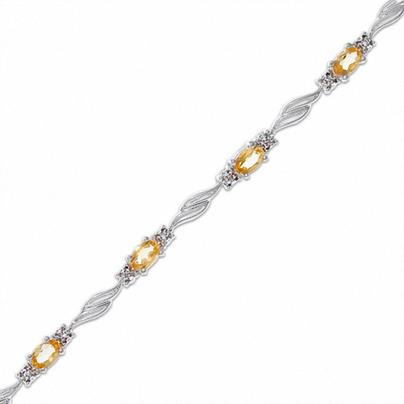 Main Image 1 of Citrine and Diamond Bracelet in Sterling Silver