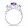 Thumbnail Image 4 of Simulated Alexandrite and Tanzanite Three Stone Ring with Lab-Created White Sapphire Accents