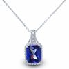 Thumbnail Image 1 of Cushion-Cut Simulated Tanzanite Pendant in Sterling Silver with Diamond Accents