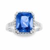 Thumbnail Image 1 of Simulated Tanzanite Ring in Sterling Silver with Diamond Accents