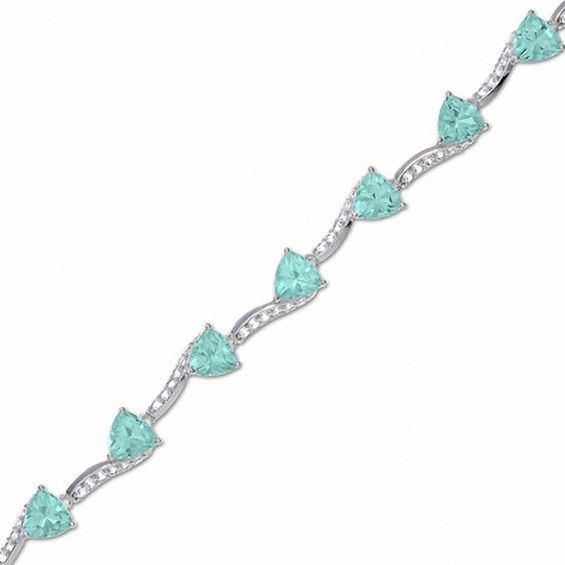 Simulated Aquamarine and Simulated White Sapphire Bracelet in Sterling Silver