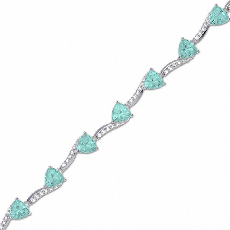 Main Image 1 of Simulated Aquamarine and Simulated White Sapphire Bracelet in Sterling Silver