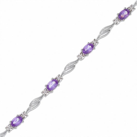 Simulated Alexandrite and Diamond Bracelet in Sterling Silver