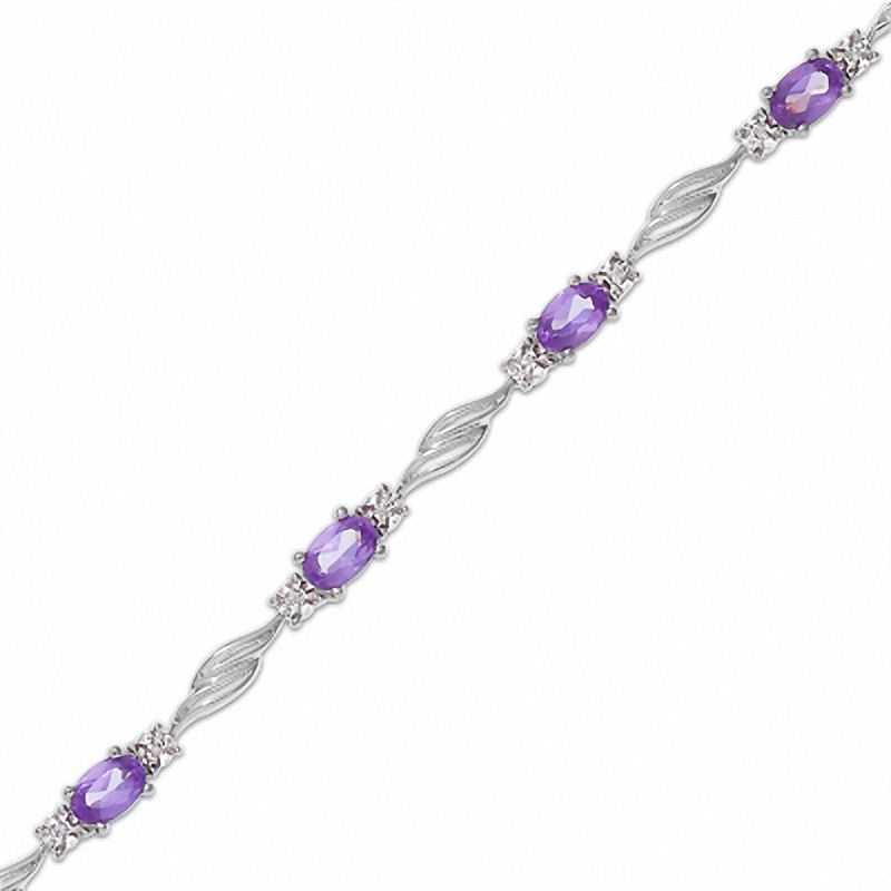 Simulated Alexandrite and Diamond Bracelet in Sterling Silver | Zales