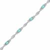 Thumbnail Image 1 of Simulated Aquamarine Bracelet in Sterling Silver with Diamond Accents