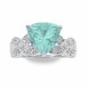Thumbnail Image 1 of Simulated Aquamarine Ring in Sterling Silver with Lab-Created White Sapphire Accents