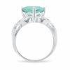 Thumbnail Image 4 of Simulated Aquamarine Ring in Sterling Silver with Lab-Created White Sapphire Accents