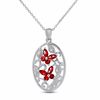 Thumbnail Image 0 of Garnet Butterfly Pendant in Sterling Silver with Diamond Accents