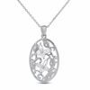 Lab-Created White Sapphire Butterfly Pendant In Sterling Silver With Diamond Accents