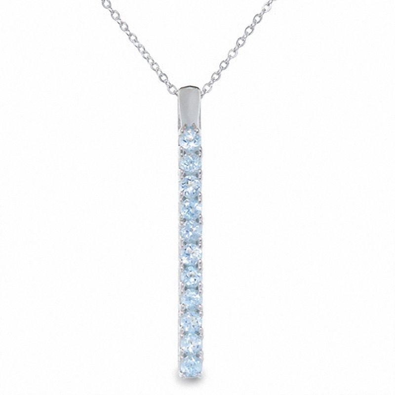 Main Image 1 of Blue Topaz Drop Pendant in Sterling Silver