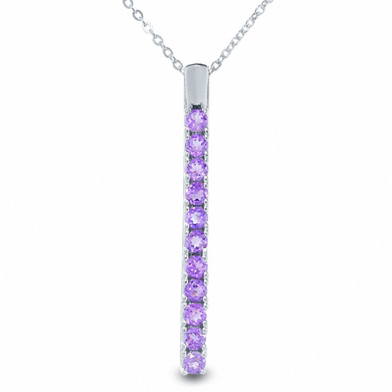 Main Image 1 of Amethyst Drop Pendant in Sterling Silver