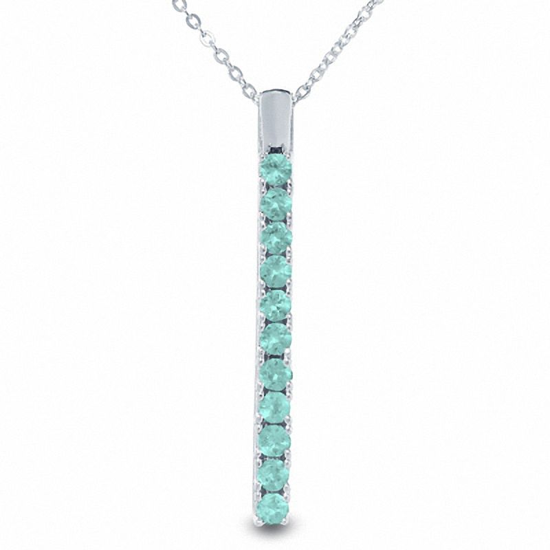 Main Image 1 of Simulated Aquamarine Drop Pendant in Sterling Silver